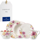 Villeroy & Boch - Set de început Mariefleur, culori asortate, potrivit pentru mașina de spălat vase, potrivit pentru cuptorul cu microunde, set de veselă pentru 2 persoane, set de veselă cu decor floral, veselă, tacâmuri, set combinat, porțelan premium