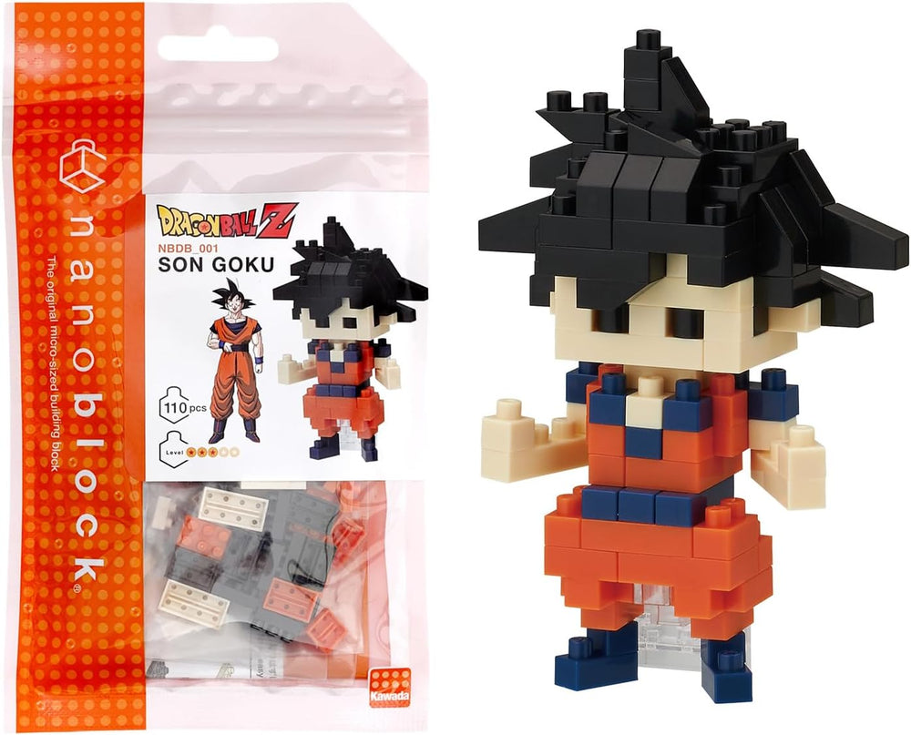 NANOBLOCKS Bandai - Nanoblock - Son Goku - Dragon Ball Z - Mini-Bausteinfigur - Konstruktionsspiel - Bausatz für Manga-Pixel-Figur - NBDB001