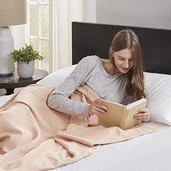 Madison Park Luxuriöse flüssige Baumwolle, hochwertige, weiche, bequeme Decke aus 100 % ringgesponnener Baumwolle für Bett, Couch oder Couch, Blush Full/Queen Quilts & Quilts Naty Shop