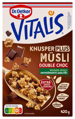 Dr. Oetker Vitalis KnusperPlus Double Chocolate: Knuspriges Müsli mit Vollmilch- und Zartbitterschokolade, 7er Pack (7 x 450g)
