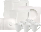 Villeroy & Boch – Newwave Basic Tafelservice 30 Teilig, Geschirr Set Für 6 Personen, Spülmaschinenfest, Geschirrset, Service, Teller, Tassen, Weiß, Keramik, Premium Porzellan Seturi vesela masa Naty Shop Einfarbig Geschirr-Set