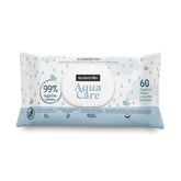 Suavinex Aqua Care Baby-Feuchttücher, 60 Stück, Reinigungstücher, 99 % Wasser, Pflanzenfaser, Aloe Vera, parfümfrei, alkoholfrei, dermatologisch getestet, geeignet für empfindliche Haut