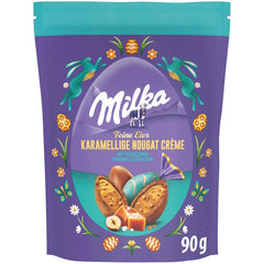 Milka feine Eier – gefüllt mit Karamellcreme und Nougat und gesalzenen Karamellstückchen – 90g