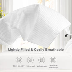 Comfort Spaces Kienna Steppdecken-Set, luxuriöse Doppelnaht-Sommerdecke, leichte, weiche Ganzjahresbettwäsche, passender Kissenbezug, weiße King-Size-Decke (264,2 x 228,6 cm), Naty Shop Bettdecken und Steppdecken