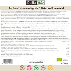 Dalia - Bio-Vollkornhafermehl 500g | Glutenfrei | Reich an Ballaststoffen und Proteinen Herkunft: Italien | Für Brot, Kuchen, Porridge und Fitness-Rezepte | Premium-Qualität