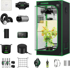 VIVOSUN Smart Grow Tent Komplettset 60 x 60 x 120 cm, integriertes automatisches WLAN-Wachstumssystem mit 100 W Vollspektrum-LED-Licht und effizientem Belüftungssystem mit GrowHub E42A+-Controller