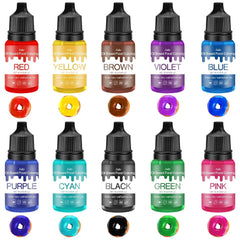 Fettlösliche Lebensmittelfarbe - 10 Farben Ölbasis Lebensmittelfarben Für Schokolade, Süssigkeit, Kuchen, Backen, Macaron - Konzentrierte Lebensmittelfarbe Für Tortendeko, Buttercreme, Fondant - Je 10Ml Naty Shop