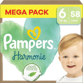 Pampers Harmonie Windeln, Größe 6, 58 Windeln, 13 kg +, weicher Hautschutz und 100 % saugfähig. Mutter und Kind Naty Shop