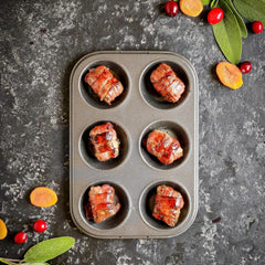 Masterclass 6-Loch-Muffinblech Mit PTFE-, PFOA- Und Bpa-Freiem Antihaftbeschichtung, Robustes 1Mm Dickes Karbonstahlblech, 27 X 18Cm Cupcake-Form Formen und Tabletts zum Backen Naty Shop