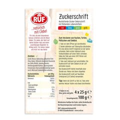RUF, Glasur zum Beschriften von Kuchen, Keksen, Kuchen, glutenfrei, vegan, 4 x 25 Gramm Glasuren und Dekor Naty Shop