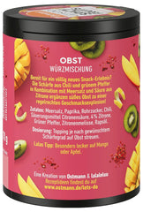 Ostmann Gewürze - Let's Do Spicy Fruits | Würzmischung für süßes Obst erstellt von Lalaleluu | scharfes Obst-Topping mit Chili und Pfeffer, lecker auf Apfel oder Mango | 70 g in Metalldose recyclebar