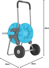 CELLFAST Cărucior pentru furtun de grădină Rolă pentru furtun cu 2 roți Înfășurator pentru furtun de grădină rezistent la coroziune Previne îndoirea furtunului 1/2" 45 m Aluplus
