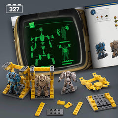 MEGA Fallout Action Figure Bauspielzeug, T-60 Power Armor Collection mit 327 Teilen, 5 Mikro-Actionfiguren und Zubehör, für Sammler