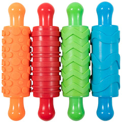 Mal- und Ton-Texturwalzen - 4er-Set - strukturierte Knetrollen für Kinder - Vielseitige Muster zum Basteln und Dekorieren