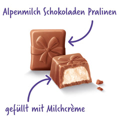 Praline Milka Herzlichen Glückwunsch – Alpenmilchschokolade mit feiner Milchcremefüllung – 10 x 110g