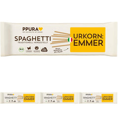 PPURA Bio-Spaghetti-Nudeln mit Emmer 500 g, 100 % natürliche Emmer-Spaghetti, hergestellt in Italien – italienische Pasta ohne Zusatz-, Farb- oder Konservierungsstoffe