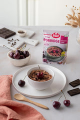 Vegan Porridge Oat Cherry Choc, Oatmal Mit Zartbitter-Schokolade & Kirschen, Einfache Zubereitung, Im Praktischen Portionsbeutel, 1 X 60 G (Packung Mit 3) Cereale Naty Shop
