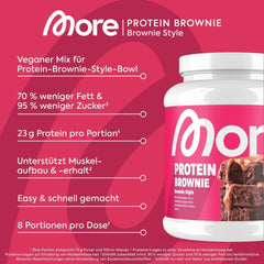 MORE Protein Brownie, 600G, Vegane Backmischung Für Brownies Mit Der Extra Portion Protein, Geprüfte Qualität - Made in Germany Mischung zum Backen und Kochen Naty Shop