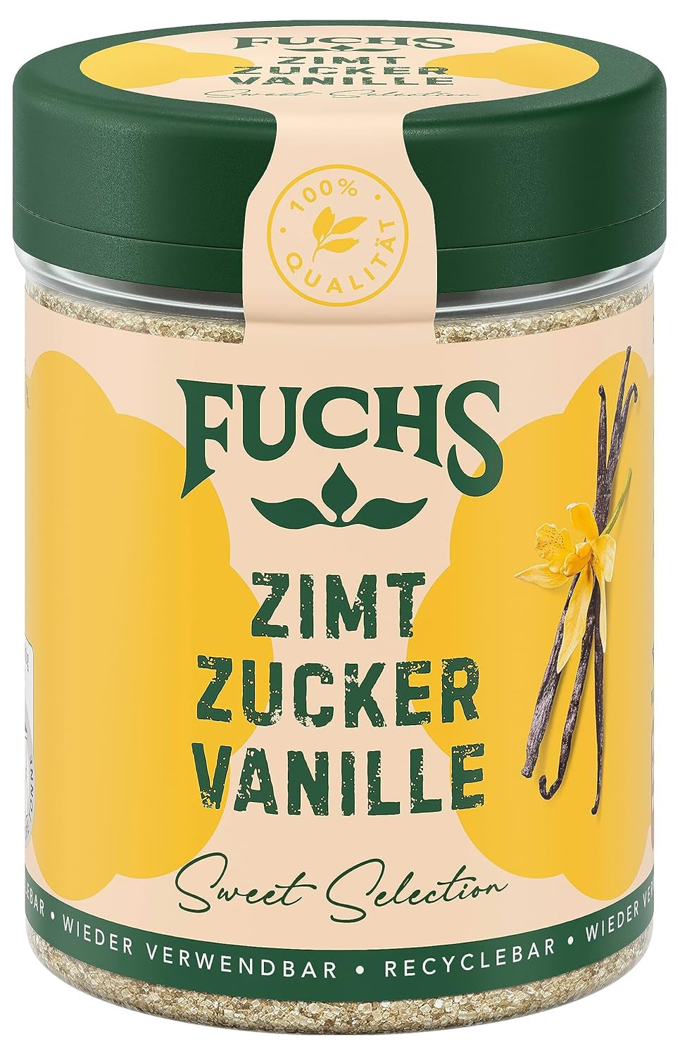 Fuchs Gewürze - Zimt Zucker Vanille - Gewürze zum Versüßen von Wafeln, Milchgetränken oder Joghurt - aus natürlichen Zutaten - 100 g in wiederverwendbarer, recyclebarer Dose