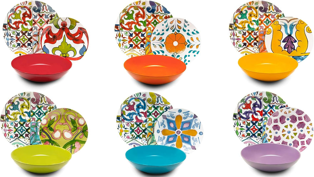 Excelsa Lisbona Tellerservice, 18-teilig, Porzellan und Keramik, mehrfarbig
