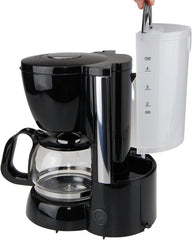 Cafetieră cu filtru grossag cu carafă de sticlă KA 12.17 | 0,6 litri pentru 4 cești de cafea | 600 wați | Negru - Oțel inoxidabil