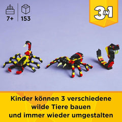 LEGO Creator 3In1 Wilde Tiere: Überraschungsspinne – Spielzeug zum Umbauen in eine Skorpion- oder Schlangenfigur – Bauset mit 3 Modellen – Geschenk für Jungen und Mädchen ab 7 Jahren 31159 Bausets Besuchen Sie den LEGO-Store