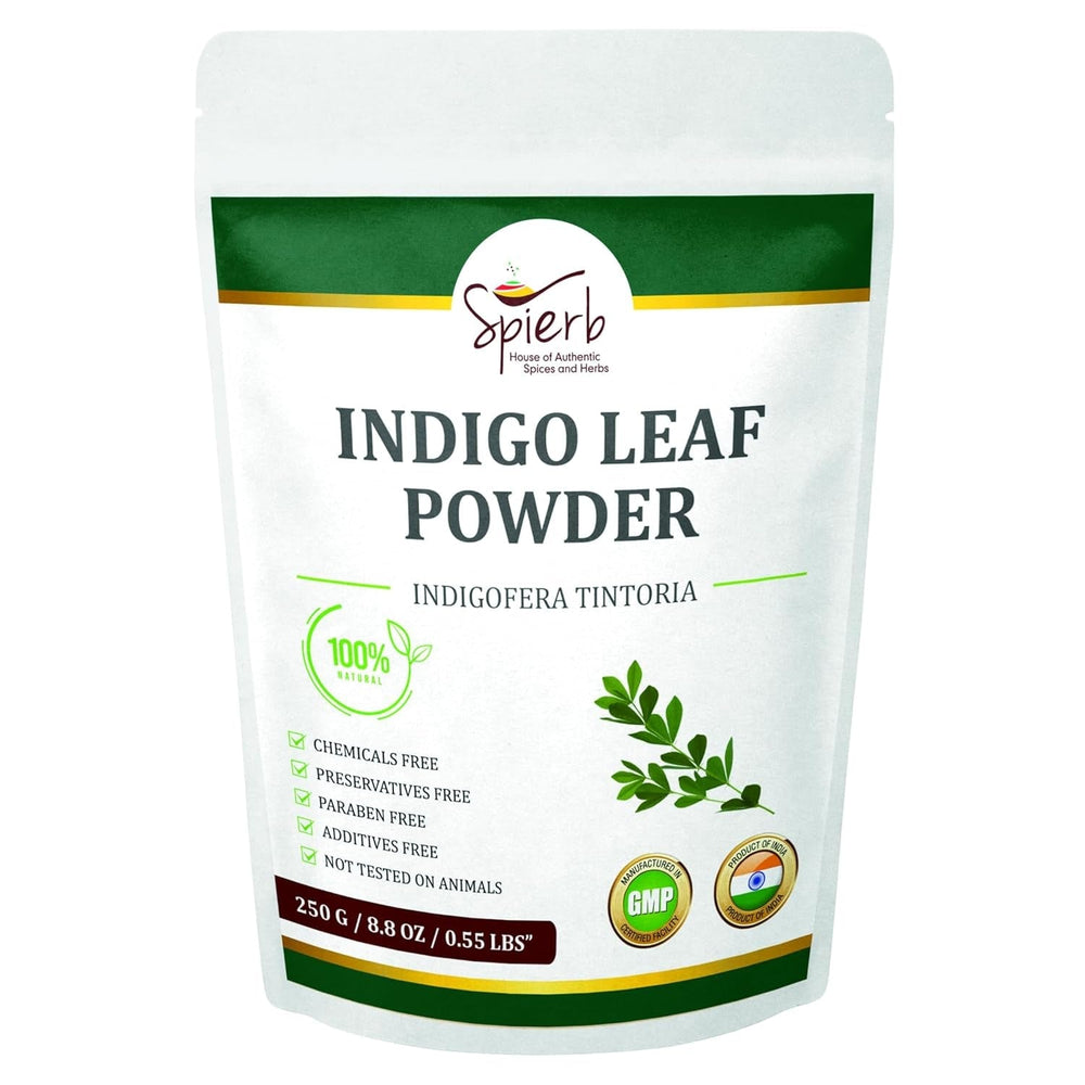 Indigo pulbere (250 Gm / 8.8 oz / 0.55 Lbs) pentru păr pentru utilizare cu pulbere de henna pentru a vopsi părul negru - 100% pur Natural Indigofera tinctoria frunze pulbere vopsea de păr Vopsea pentru par Naty Shop Titlu implicit