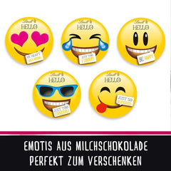 HALLO Mini-Schokoladen-Emoticons | 164 g | Ca. 27 coole Emoticons in verschiedenen Designs, hergestellt aus feinster Vollmilchschokolade | Schokoladengeschenk für Kinder | Zur Dekoration (2er Pack)