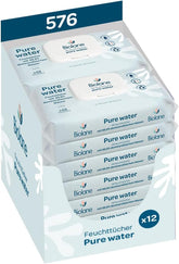 BIOLANE – Baby-Feuchttücher mit 99,9 % Wasser – reines Wasser – Packung mit 12 x 48 Stück (576 Tücher) – für empfindliche Haut – ab der Geburt – parfümfrei – Pflege zum Wickeln und Reinigen von Babys