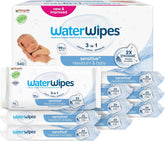 WaterWipes Sensitive+ Feuchttücher für Neugeborene und Babys, 540 Stück (9 Packungen), 3-in-1 Reinigung, Pflege, Schutz, 99,9 % Wasser, parfümfrei