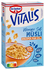 Dr. Oetker Vitalis Less Sweet Crunchy Pure: Knuspermüsli mit 30 % weniger Zucker, 5er Pack (5 x 600g)
