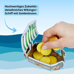 HABA Tal der Wikinger – Schnelles Geschicklichkeitsbrettspiel ab 6 Jahren für 2–4 Spieler – XXL-Spielbrett und 3D-Wikingerschiffe – Fördert Taktik und Mut – 1304697001