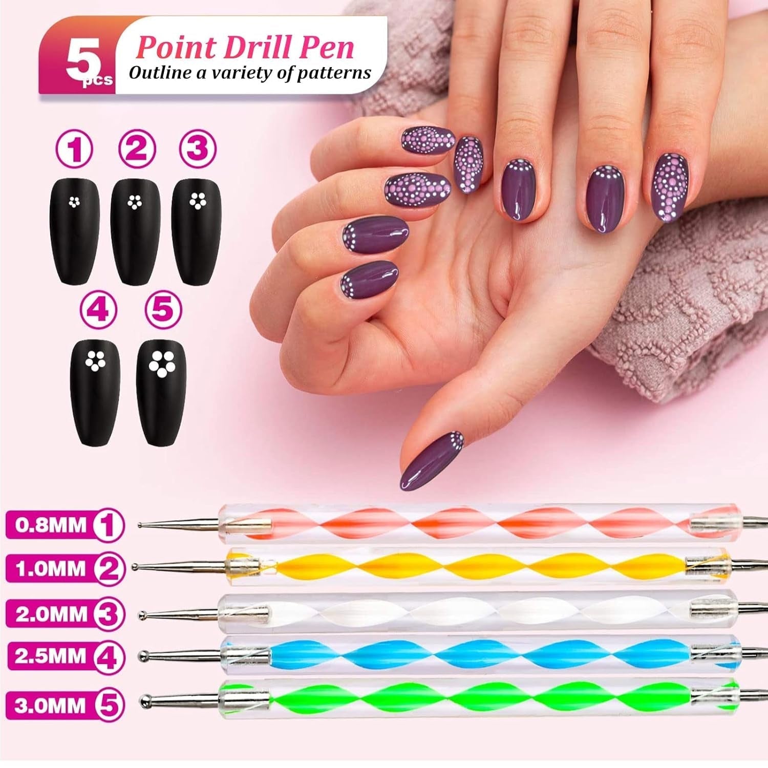 Nail Art Pinsel Und Dekorationen Set,Nail Art Dekoration Zubehör Set,15 Pcs Pinsel,5 Blätter Nagelsticker,5 Pcs Dotted Pen,Strasssteine Nägel,Ultra Dünn Nagel Pailletten Für Nagelkunst Maniküre