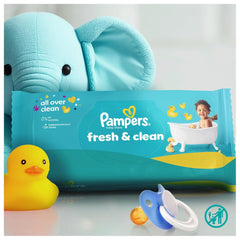 Pampers Fresh Clean Feuchttücher, 15 Packungen mit 80 Tüchern, insgesamt 1200 Tücher, leichter Duft, auch für Hände und Gesicht geeignet