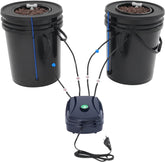 Komplettes DWC-Hydrokultursystem-Set mit 12-W-Luftpumpe, 2 Eimern (5 Gallonen), Hydrokultur-Anbausystem, 2 Beuteln Ceramsite, Topfbewässerungsset
