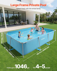 VEVOR Rahmenpool, oberirdischer Pool, 3000 x 2000 x 762 mm, Stahlrahmenpool, rechteckiger Stahlrahmenpool, Gartenrahmenpool, 3960 l Wasserkapazität, Gartenpool für 4–5 Personen, Blau