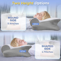 SAHEYER Pernă pentru gât, 2 în 1 Pernă ergonomică pentru susținerea gâtului și pernă pentru rularea gâtului, pernă ortopedică pentru dormitul lateral, pernă din spumă de memorie pentru dormitul lateral, dorsal și abdominal Perne ortopedice cervicale Naty Shop