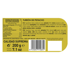 Handgefertigter Schokoladen-Pistazien-Turrón, 200 g, cremige Textur, höchste Qualität, feine Zutaten, authentischer Geschmack, der teuerste Turrón der Welt