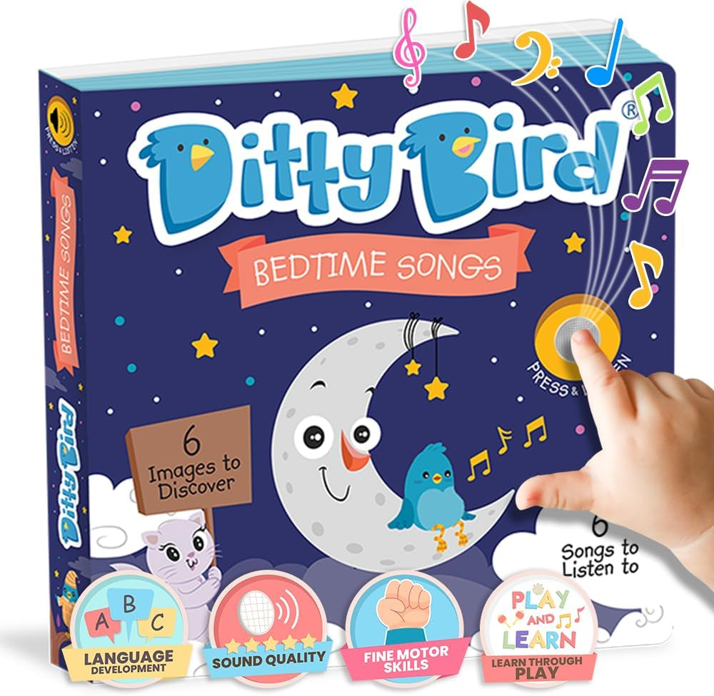 DITTY BIRD Baby Bedtime Songs - JucÄrie pentru copii cu 6 butoane sonore pentru ĂźnvÄÈarea limbii engleze. CĂąntec de leagÄn interactiv perfect pentru copiii bilingvi de la vĂąrsta de 1 an. Jucarii Bebe Naty Shop Titlu implicit