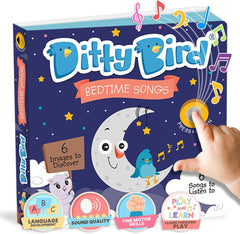 DITTY BIRD Baby Bedtime Songs - JucÄrie pentru copii cu 6 butoane sonore pentru ĂźnvÄÈarea limbii engleze. CĂąntec de leagÄn interactiv perfect pentru copiii bilingvi de la vĂąrsta de 1 an. Jucarii Bebe Naty Shop Titlu implicit