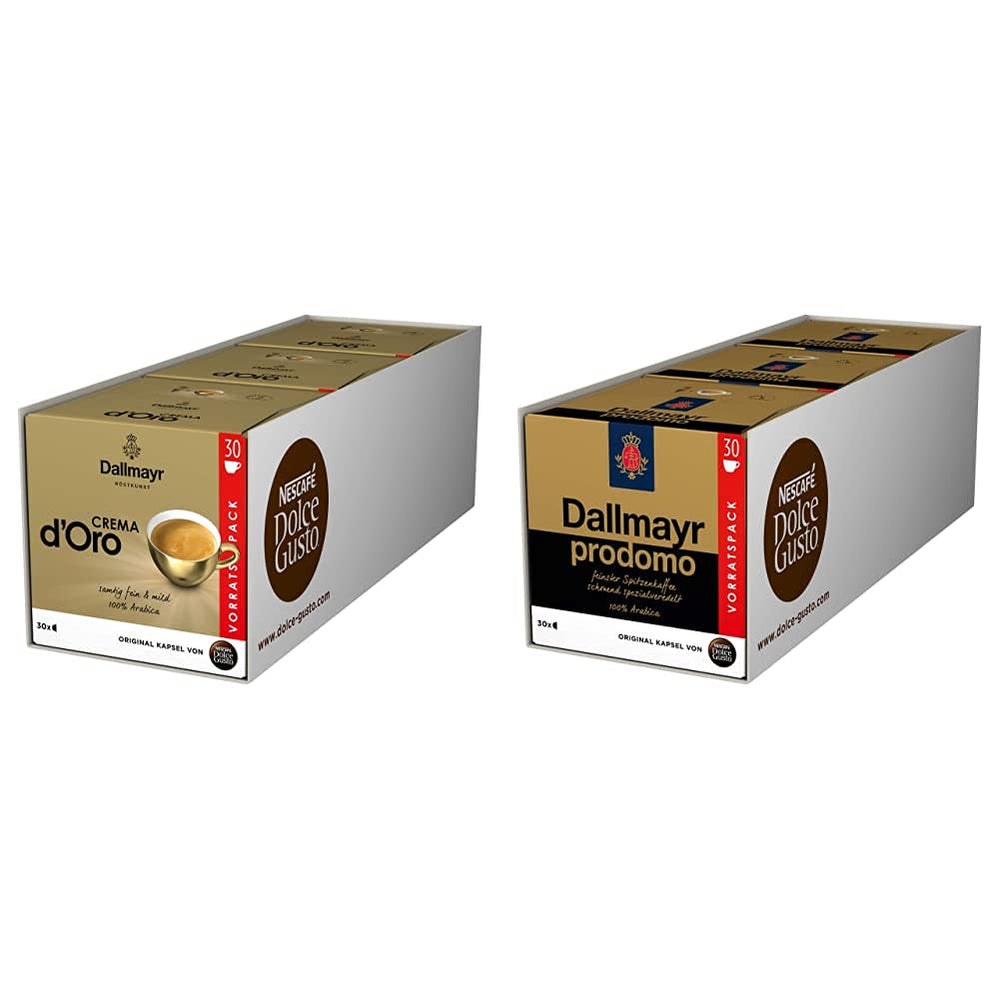 Dallmayr Crema d´Oro, XXL-Vorratsbox, 90 Kaffeekapseln, Feine Crema und vollmundiges Aroma(3 x 30 Kapseln) & Dallmayr Prodomo, XXL-Vorratsbox, 90 Kaffeekapseln (3 x 30 Kapseln)