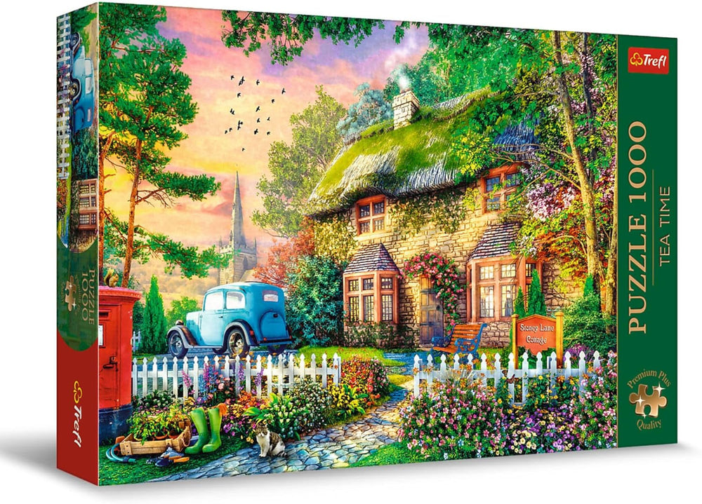 Trefl Premium plus Qualität – Puzzle Tea Time: Häuser Stoney Lane – 1000 Teile, Serie nostalgischer gemalter Bilder, Ideale Abstimmung der Teile, Für Erwachsene und Kinder ab 12 Jahren Puzzle Naty Shop Standardtitel