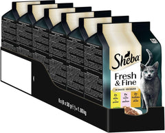 Sheba Portion Pouches Hrană umedă pentru pisici, pachet multiplu Fresh & Fine în sos cu pui și somon MSC, 6x6x50g - Mese rafinate pentru pisici în sos