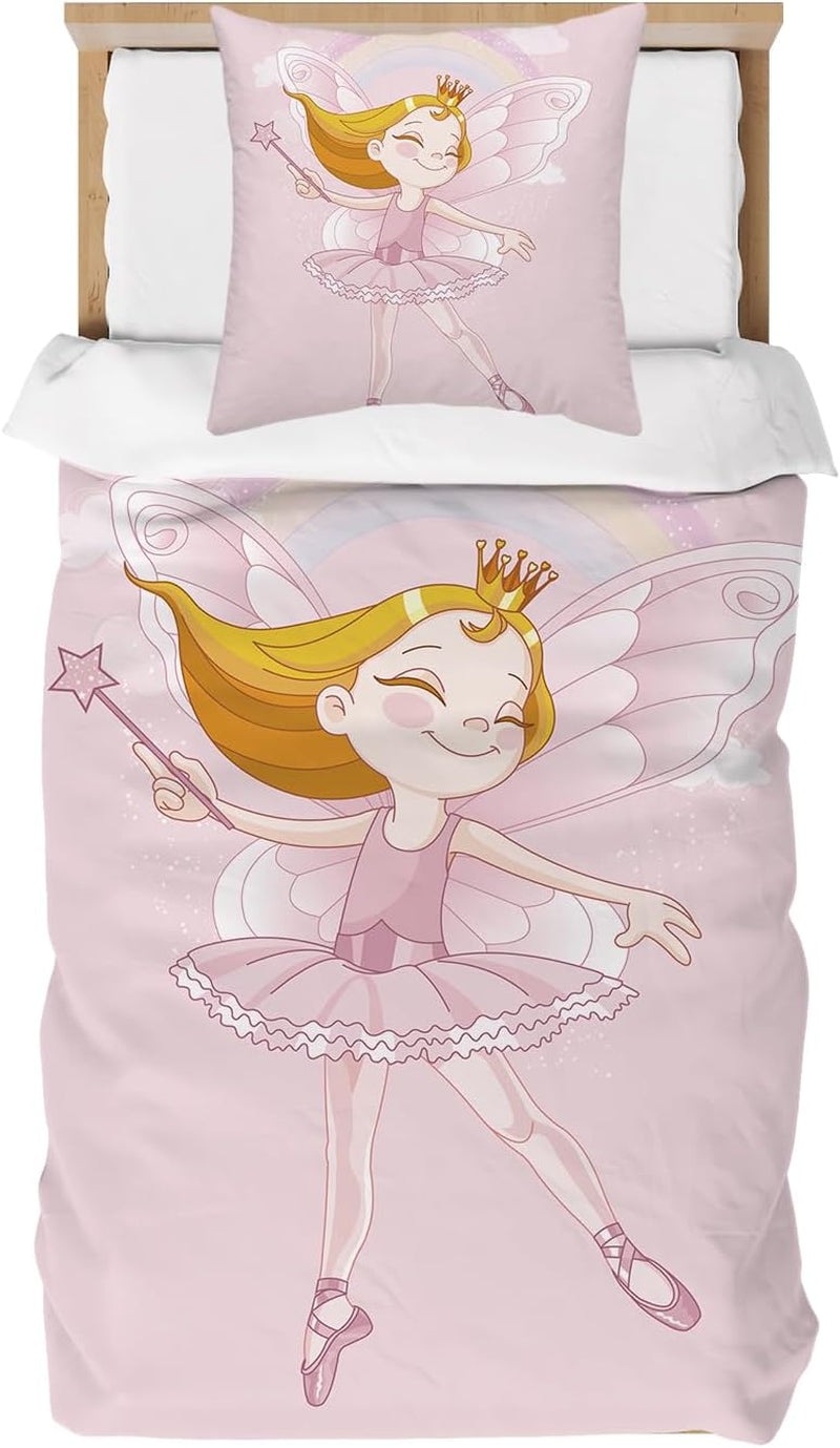 Lenjerie de pat pentru fetite, diverse modele specifice, microfibre din poliester Lenjerie de pat - copii Naty Shop Roz 100X135 Cm