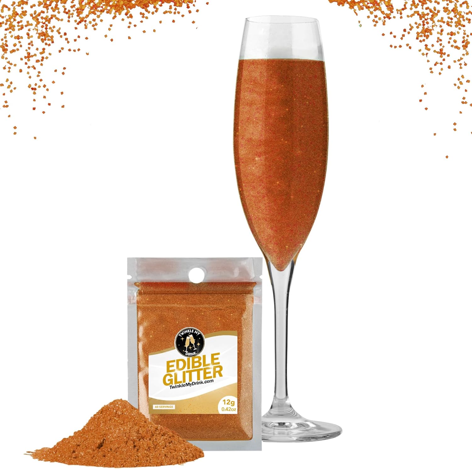 Twinkle My Drink® Glitter comestibil pentru băuturi, diverse culori, 12 grame Naty Shop Kupfer