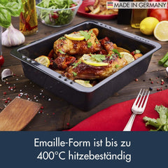 Chg SET 341-46-60 Extra Tiefe Ofenform (7,0 cm) „Emaille“ Mit Profi-Pfannenwender“, Schwarz Gesprenkelt Formen und Tabletts zum Backen Naty Shop
