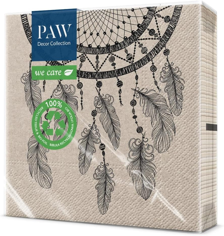 PAW Decor Collection X PAW Decor Collection Cm Șervețele de hârtie cu 3 straturi. 20 de bucăți. Imprimate cu culori pe bază de apă. Decorațiuni de masă. Natură, Hirsc, Paw_022022, căprioară, 33 X 33 Cm (pachet cu 3)