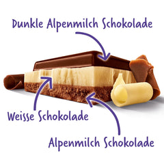 Milka Mmax Triolade – Ciocolată cu lapte alpină cu ciocolată albă și neagră – 280g
