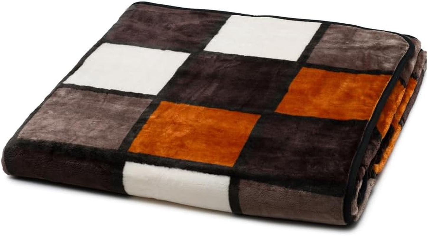 Gözze - Pătură moale și confortabilă, senzație de cașmir, greutate mare a țesăturii 500 G/M², Antigua, 150 X 200 Cm - Muștar/Negru/Alb Paturi si Cuverturi Besuche den Gözze-Store Scorțișoară/negru/alb