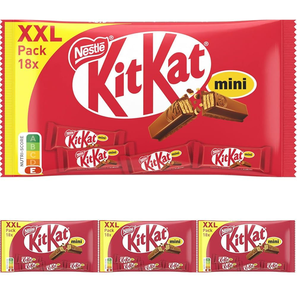 Nestlé Mini XXL Schokoriegel, Milchschokolade, knusprige Waffelriegel, 4er-Pack (1 x 301 g)